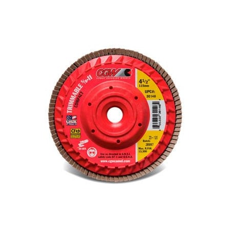 Cgw Abrasives CGW Abrasives 30202 Trimmable Flap Discs with Built in Hub 4-1/2 x 5/8-11 40 Grit Ceramic, PK10 30202